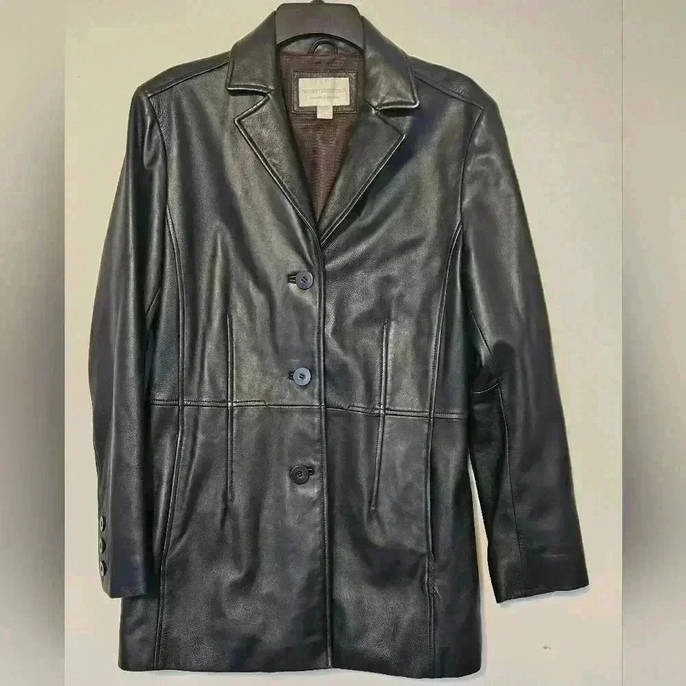 Worthington Genuine Lambskin Super Soft Leather Jacket Size Medium EUC